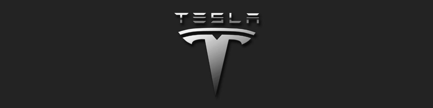 Logo Tesla su sfondo scuro Logo Tesla su sfondo scuro