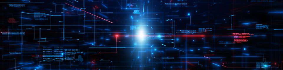 Luminose connessioni intrecciate, rappresentano comunicazioni digitali.