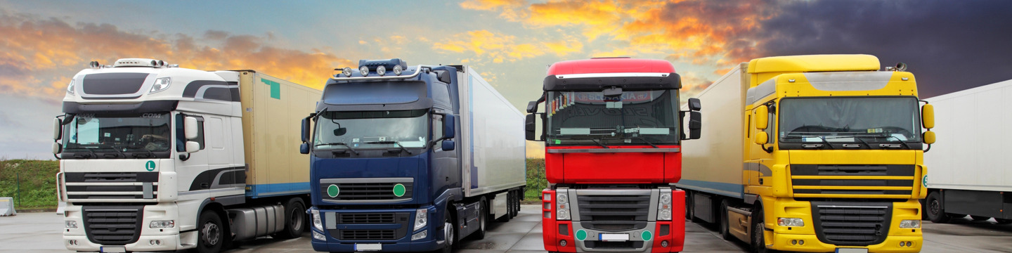 Flotta di camion tutti con colori diversi