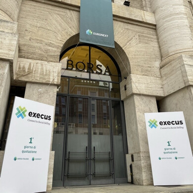 Ingresso della Borsa Italiana nel giorno della prima quotazione di Execus.