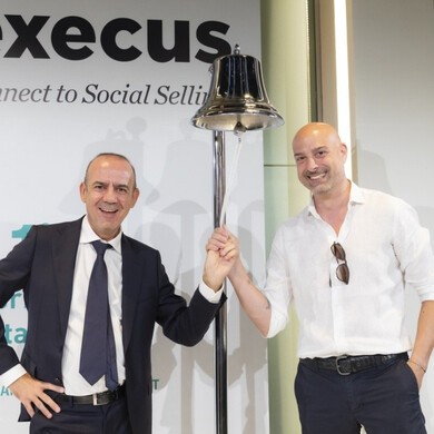 Ritratto dei manager di Execus nel giorno della prima quotazione in Borsa Italiana.