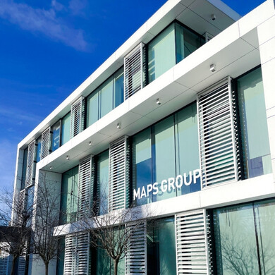Vista esterna dell’edificio che ospita la sede di Maps Group.