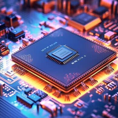 Vista dall'alto di un chip Vista dall’alto di un chip elettronico