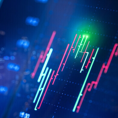 Grafici finanziari con bagliori verdi Grafici finanziari con evidenziazioni luminose verdi