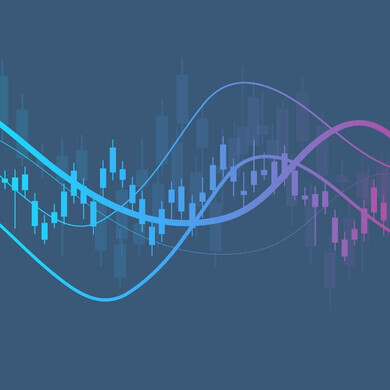 Effetto artistico su grafico a candele analisi tecnica Grafico a candele con effetto visivo artistico per analisi tecnica