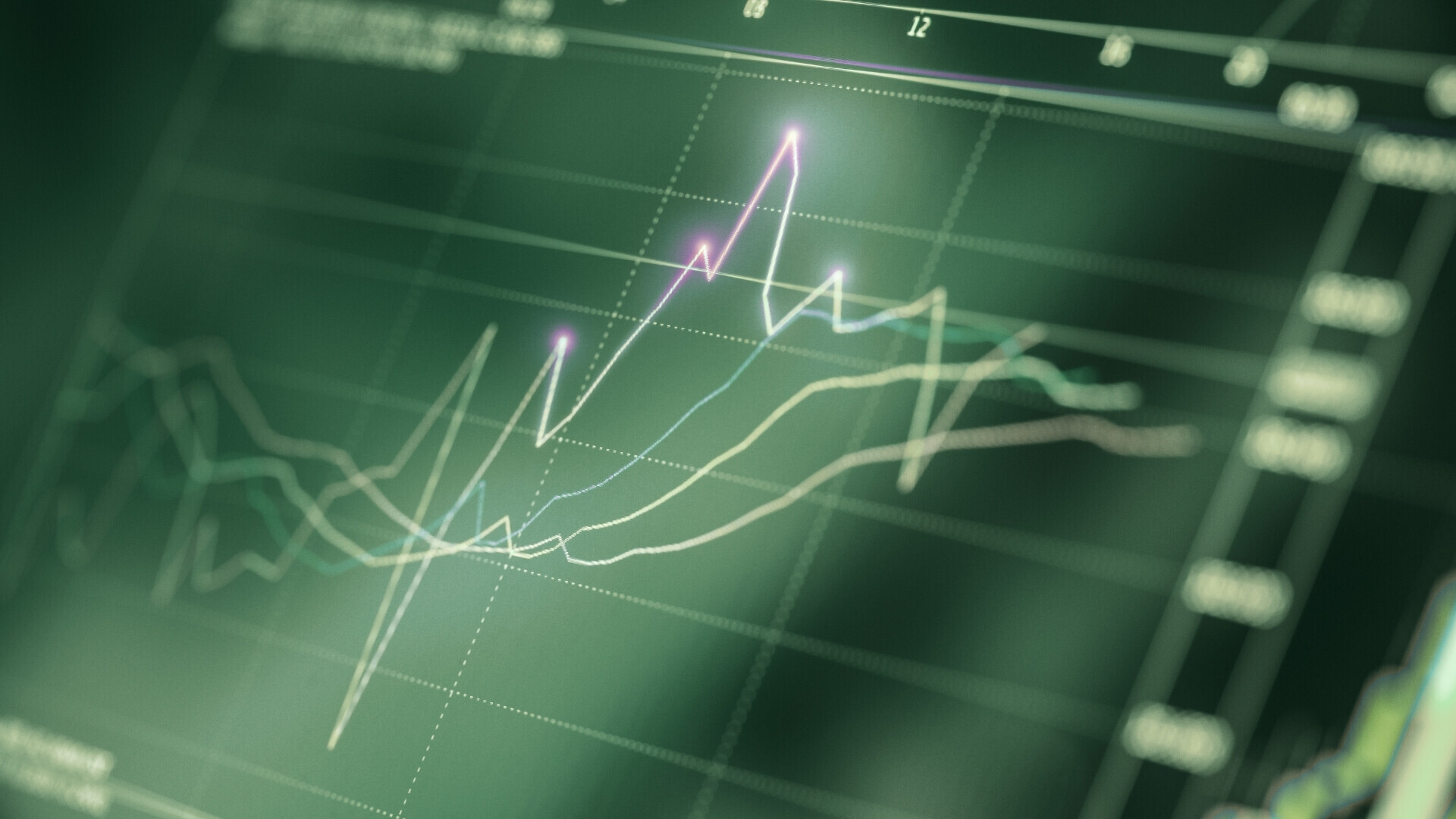 Grafici a linee Insieme di grafici finanziari a linee