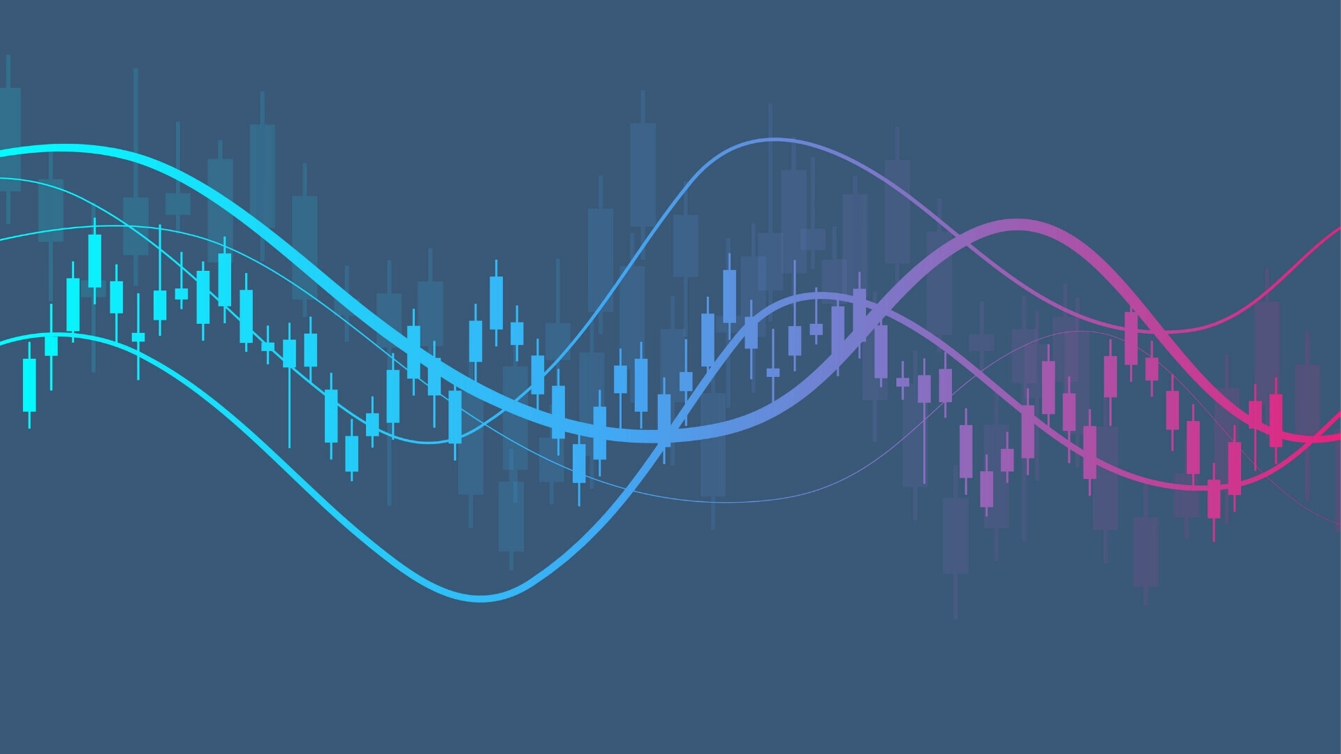 Effetto artistico su grafico a candele analisi tecnica Grafico a candele con effetto visivo artistico per analisi tecnica
