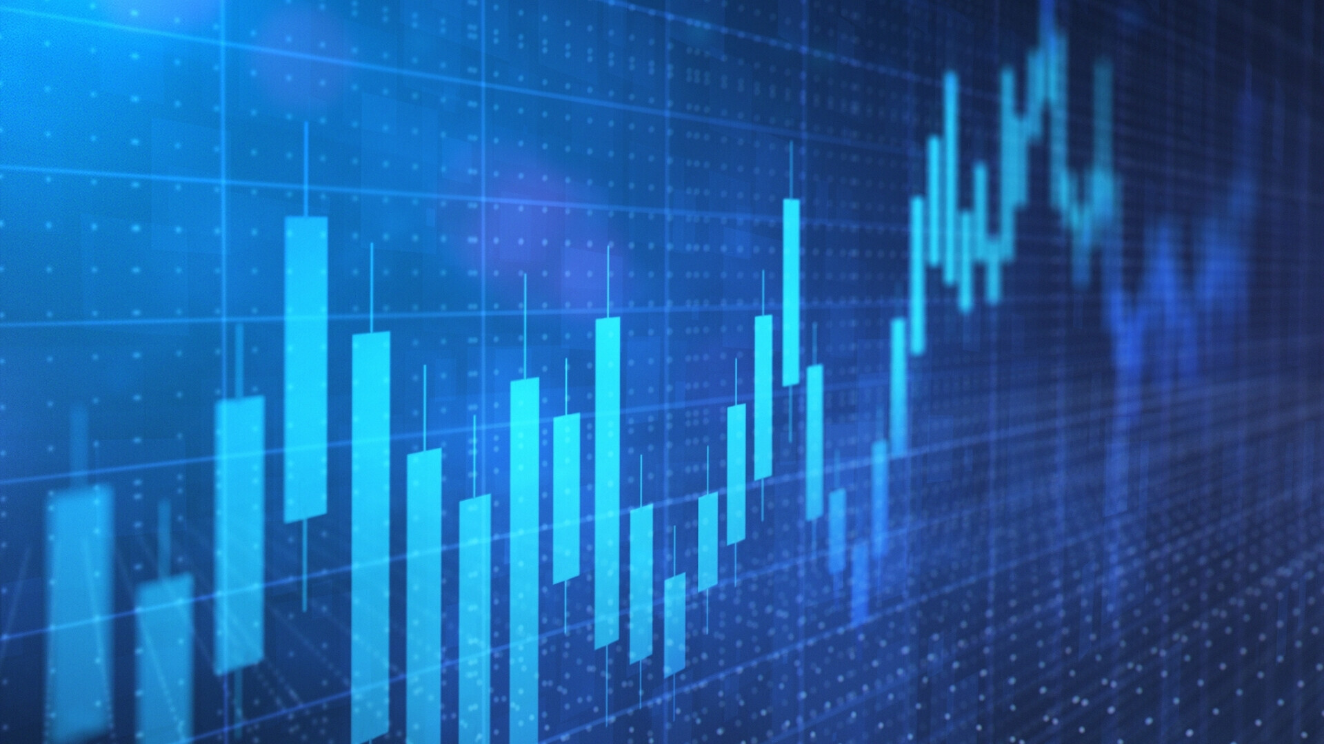 Investimenti in borsa e futuro incerto Primo piano di un grafico del mercato azionario con atmosfera preoccupata su sfondo scuro.