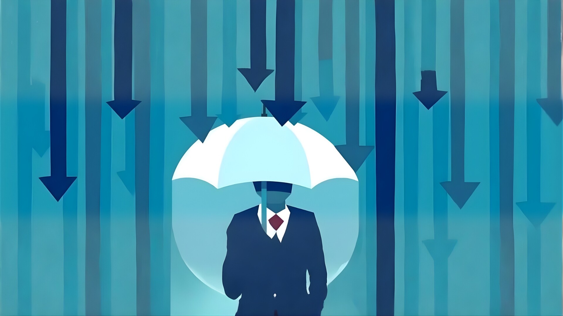 Capitale protetto Illustrazione di un personaggio stilizzato con un ombrello in mano